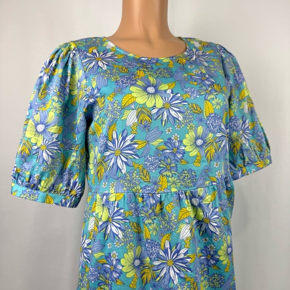 Modcloth Sz S High Tea High Time Midi Dress Cottagecore Boho Sea Blue Floral NEW - Picture 2 of 13
